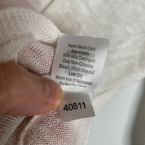 Garnet Hill Realistic Rose Paint Lightweight Linen Long Sleeve Blouse Size L - Picture 5 of 9